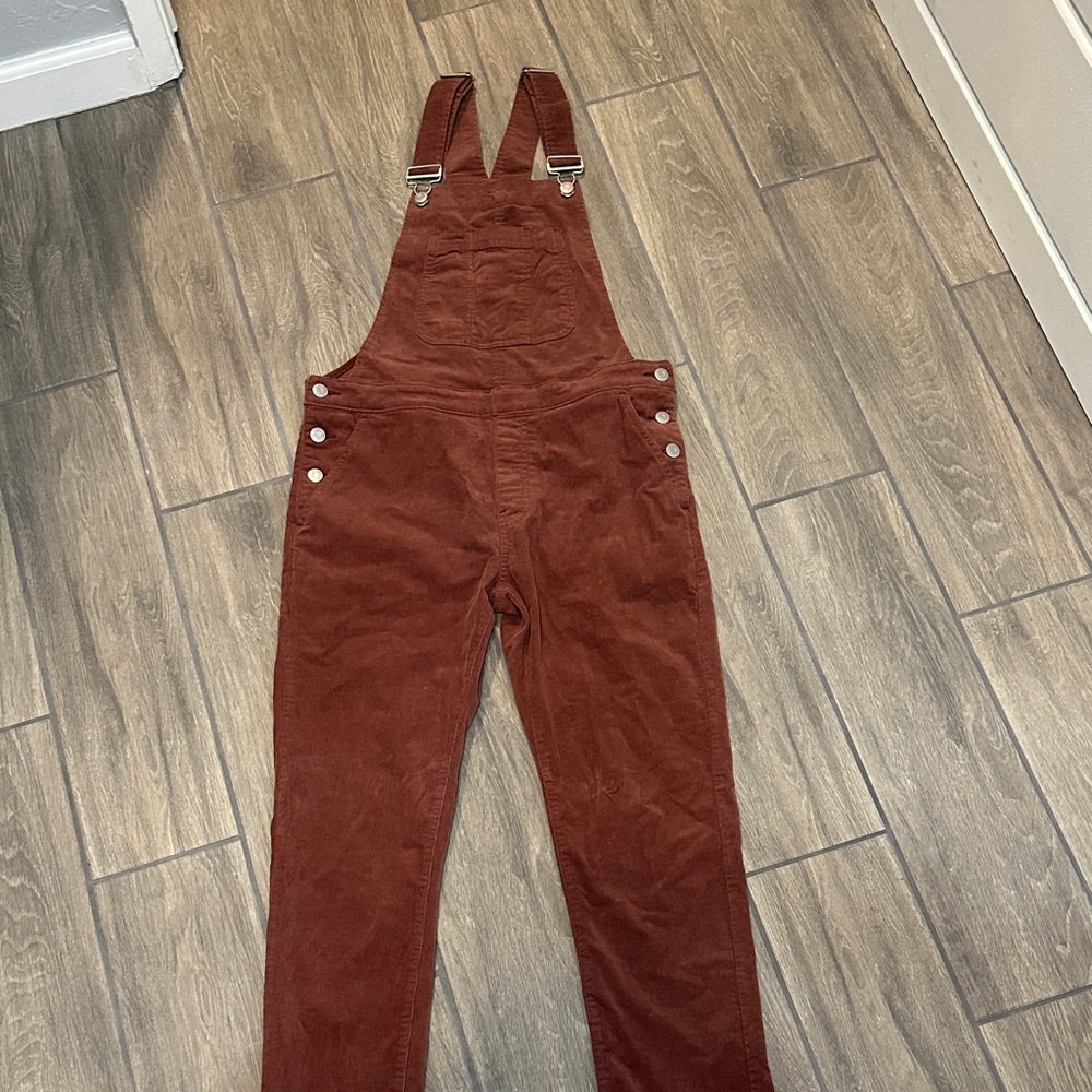 GAP Rust Corduroy Overalls with silvertone hardware & sidebuttons.